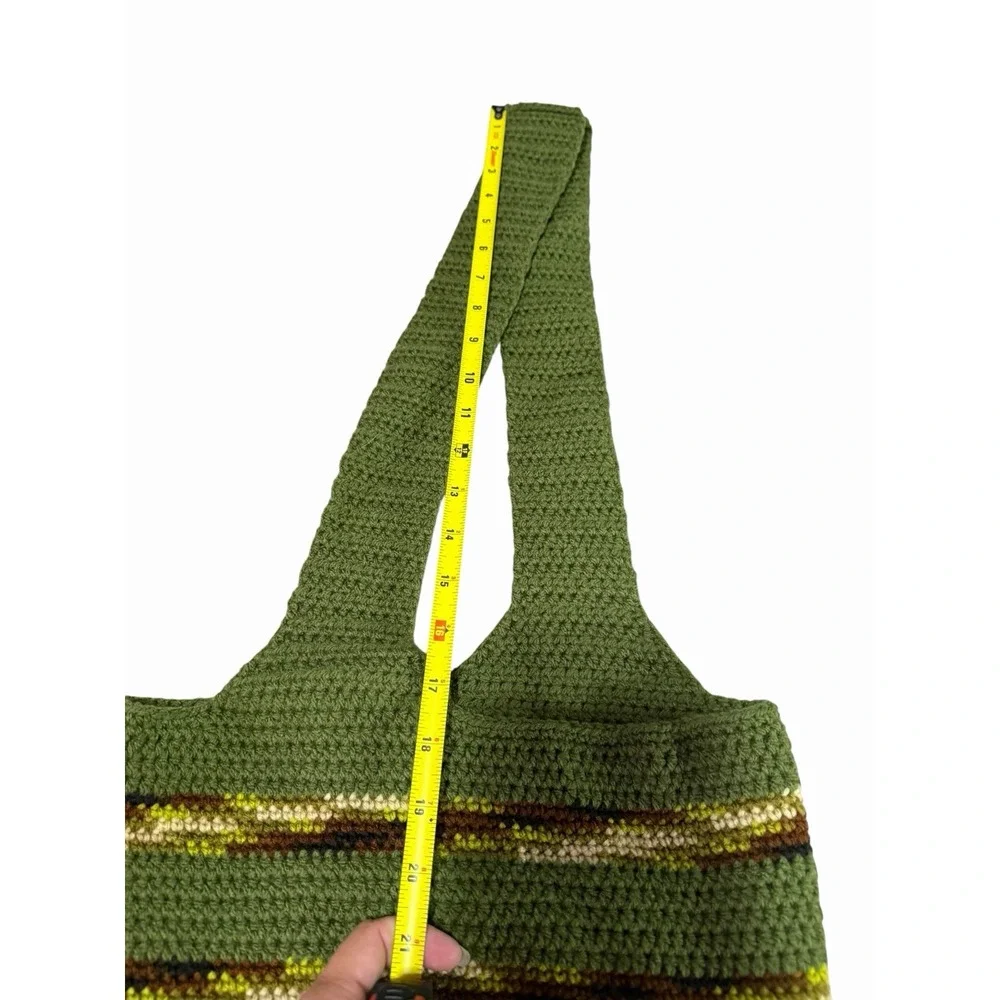 NEW Handmade Crochet Handbag green camo wood bottom hobo purse